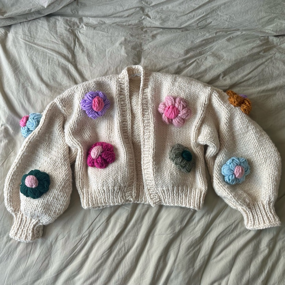 Myracle Handmade Etsy chunky flower cardigan